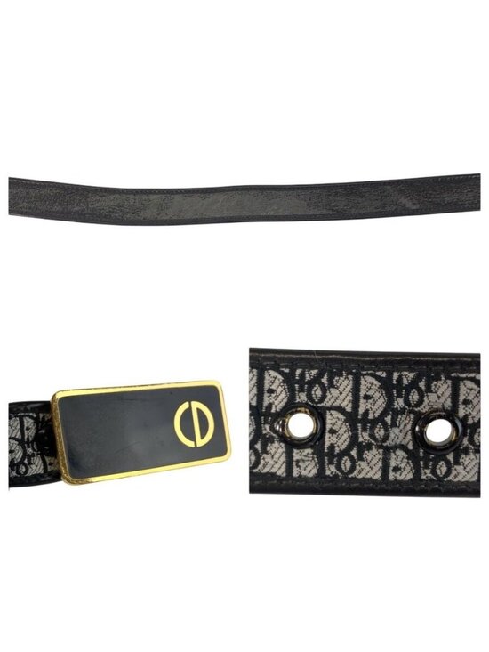 Dior Vintage Oblique 70 cm Black Gold Canvas Belt
